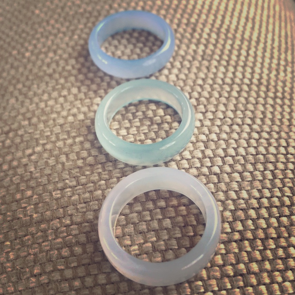 Blue Agate Gemstone Ring Set - image 1